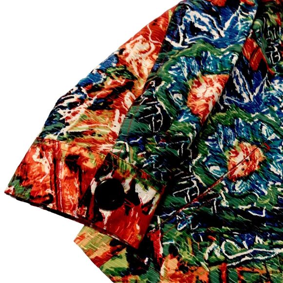 Chico’s Artsy Silk Blend Top Shacket Red WaterColor 0 (Small) Women CareerCore - Picture 3 of 15